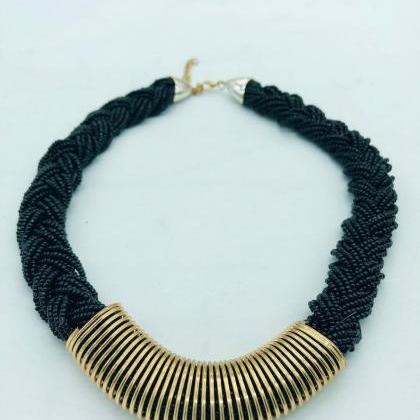 African Black & Gold Necklace