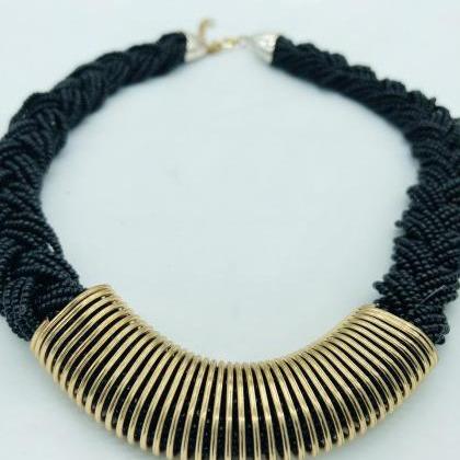African Black & Gold Necklace