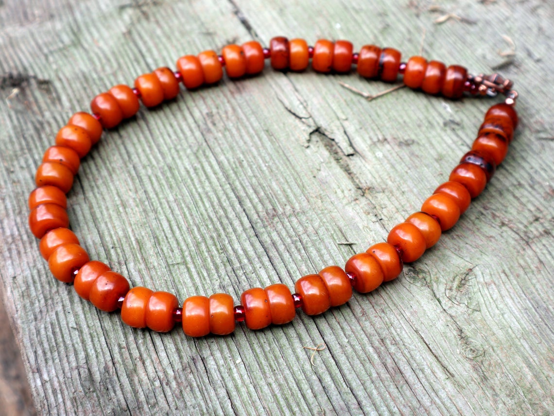 Vintage African Copal Amber Bead Necklace